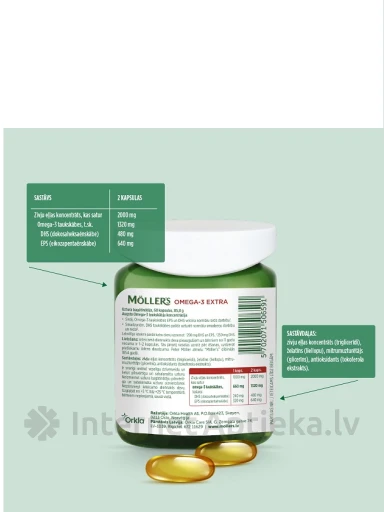 Möller’s Omega-3 Extra, 60 капсул | internetaptieka.lv