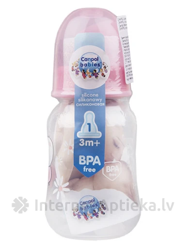 Canpol pudelīte - plastmasas, 3m+ (rozā), 120 ml | internetaptieka.lv