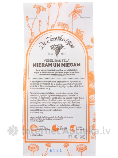 Dr.Tereško tēja Mieram un miegam, 60 g | internetaptieka.lv