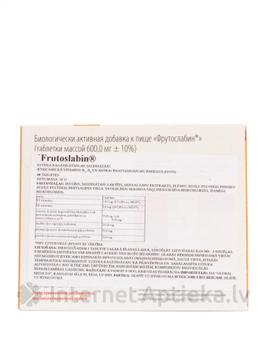 Frutoslabin 600 mg tabletes, 30 tabletes | internetaptieka.lv