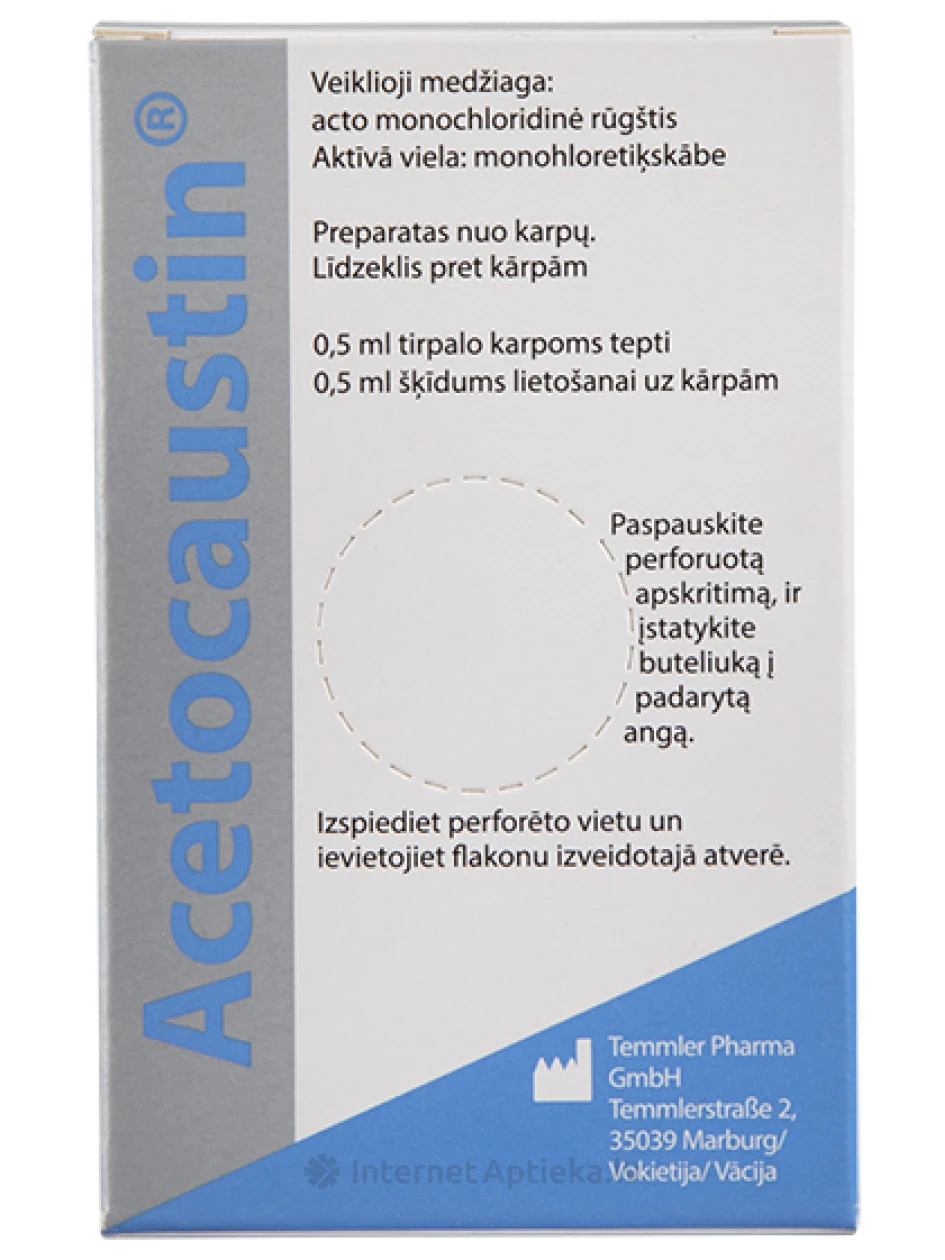 Acetocaustin šķīdums pret kārpām, 0.5 ml | internetaptieka.lv