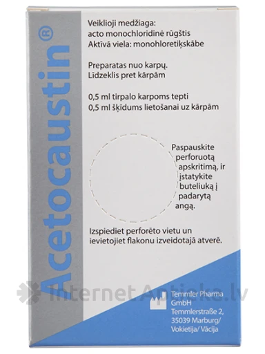 Acetocaustin раствор от бородавок, 0,5 мл | internetaptieka.lv