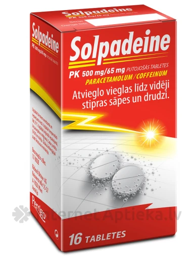 Solpadeine PK 500/65mg, 16 putojošās tabletes | internetaptieka.lv