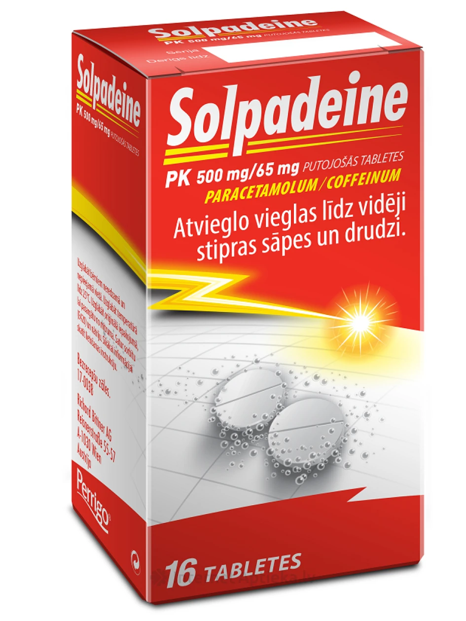 Solpadeine PK 500/65 mg, 16 kihisevat tabletti | internetaptieka.lv