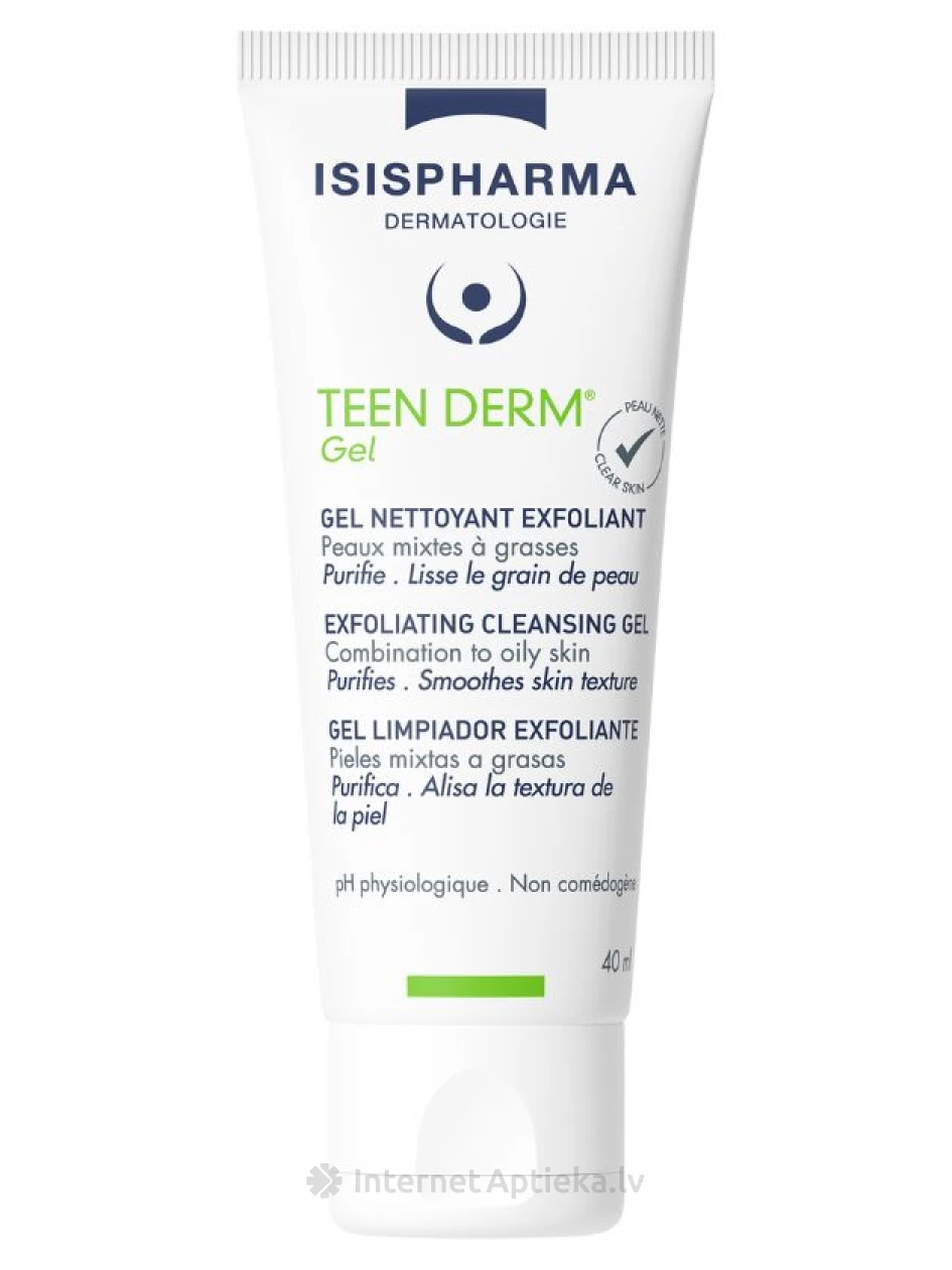 ISISPHARMA TEEN DERM GEL eksfoliējošs attīrošais gels taukainai ādai, 40 ml | internetaptieka.lv