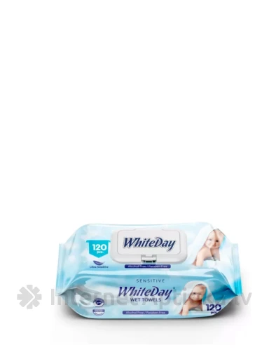 White day vaikų jautrūs drėgni servetėlės, 120 vnt | internetaptieka.lv