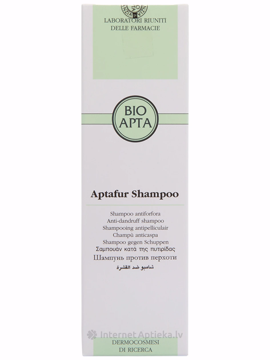 Bioapta Aptafur bezsulfātu šampūns pret sausām un taukainām blaugznām, 200 ml | internetaptieka.lv
