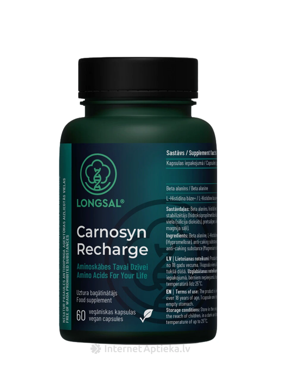 LONGSAL Carnosyn Recharge, 60 kapslit | internetaptieka.lv