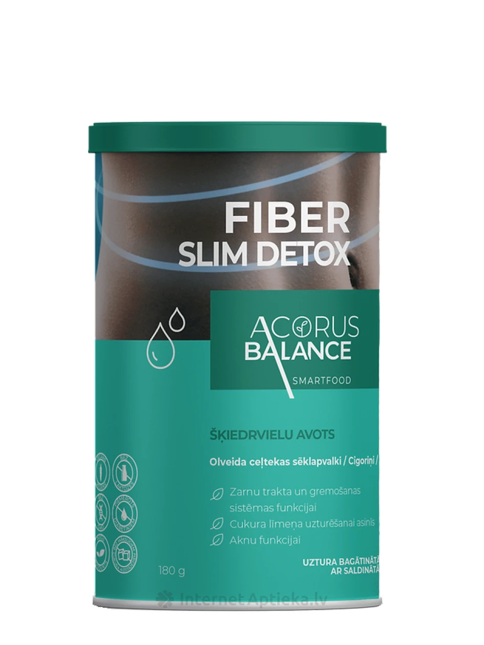 Acorus Balance, Šķiedrvielas komplekss, FIBER SLIM DETOX, 180 g | internetaptieka.lv