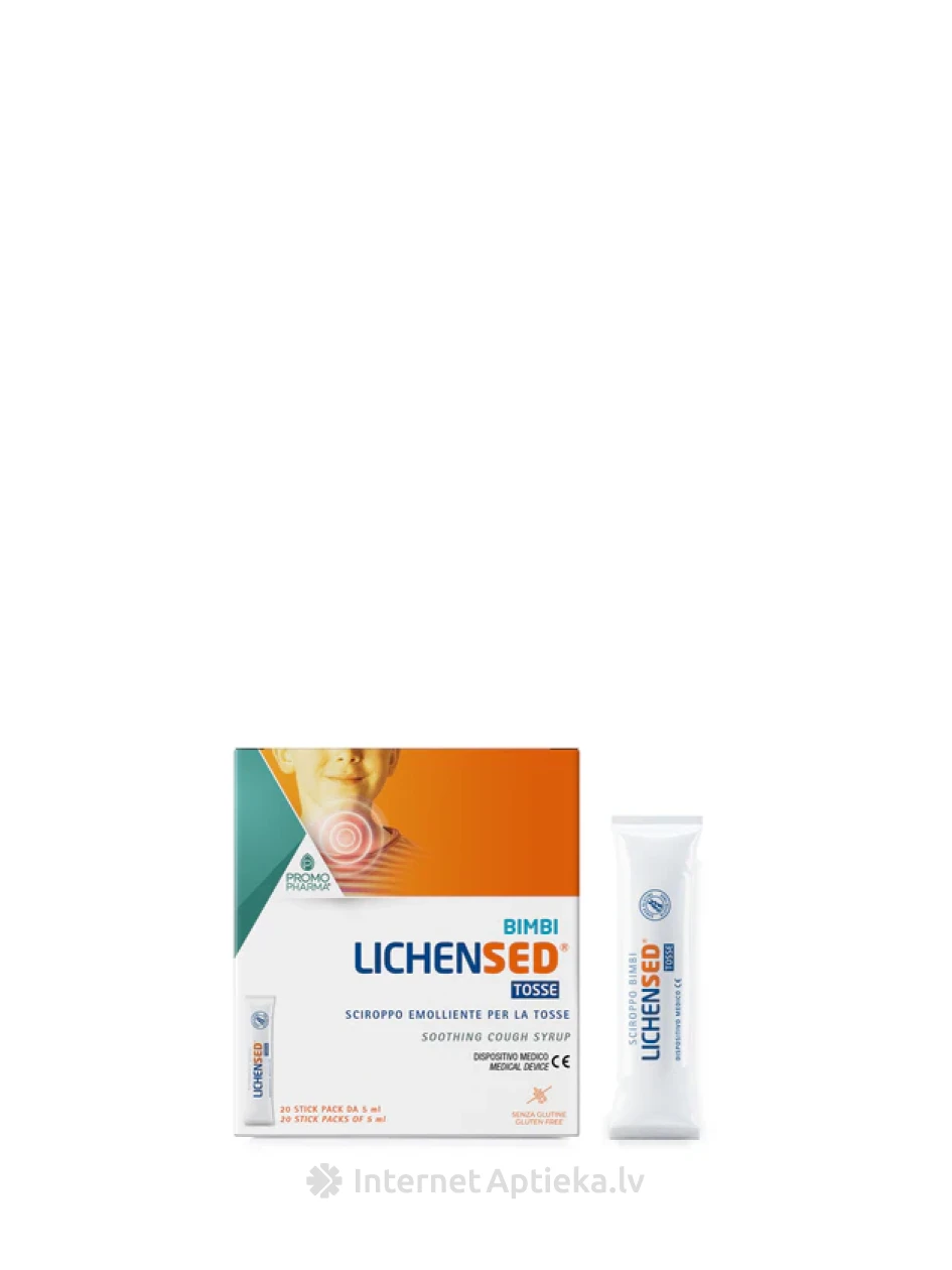 PROMOPHARMA LICHENSED® TOSSE BIMBI lastele mõeldud siirupi kotikesed, 20*5 ml | internetaptieka.lv