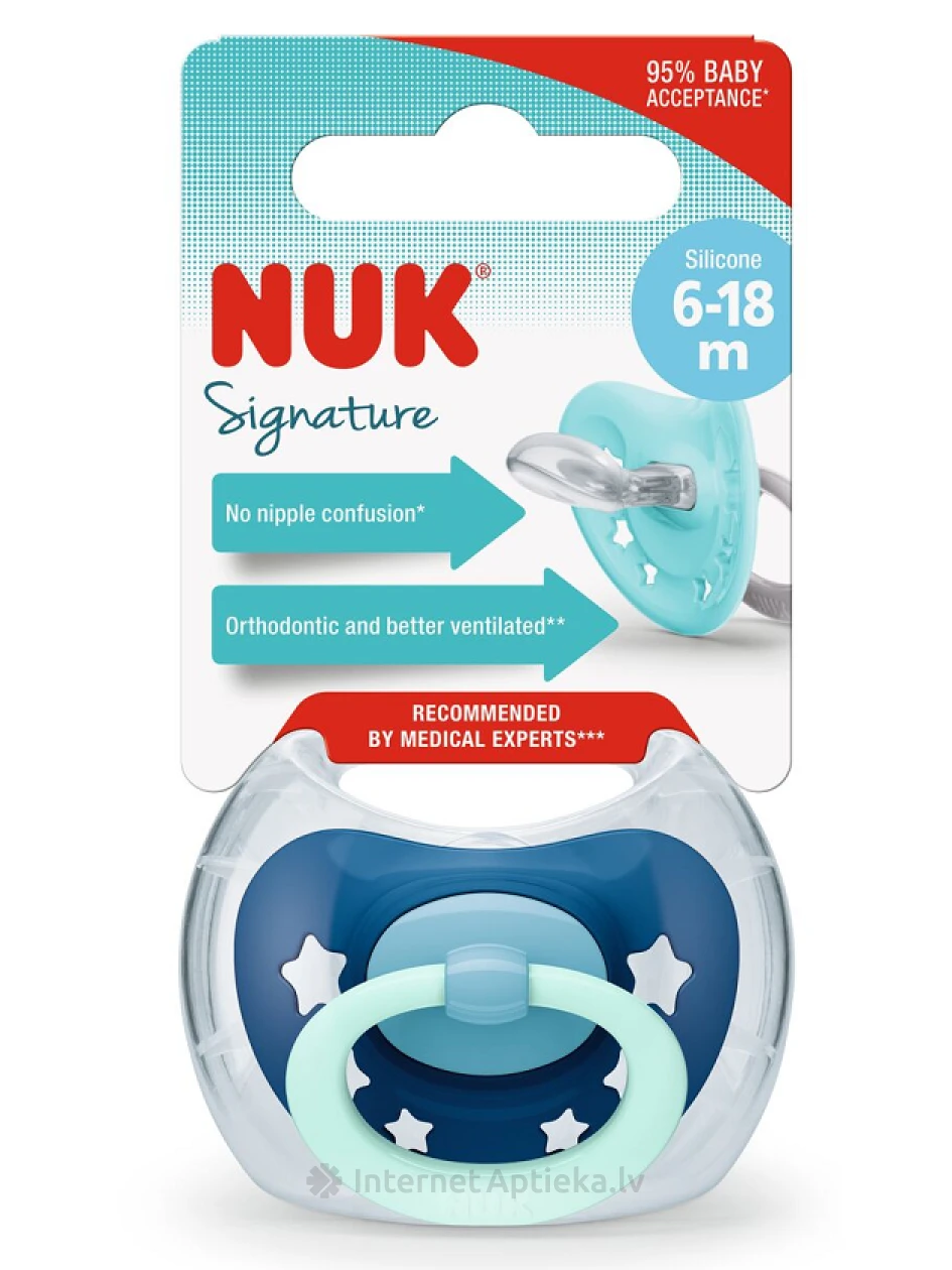 Nuk Signature Пустышка силиконовая 6-18 мес | internetaptieka.lv