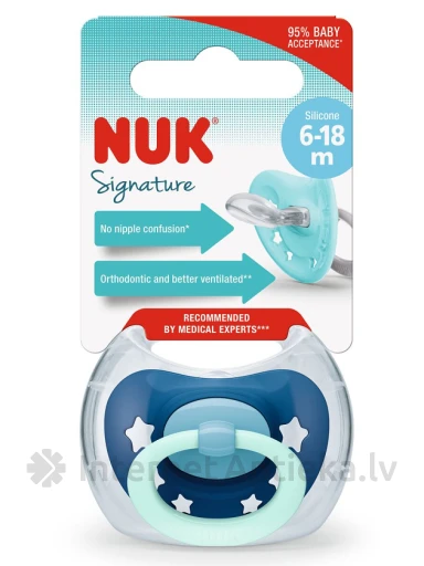 Nuk Signature Пустышка силиконовая 6-18 мес | internetaptieka.lv