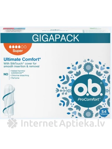 O. B. hügieenilised tampoonid "Procomfort" Super, 54 tk. | internetaptieka.lv