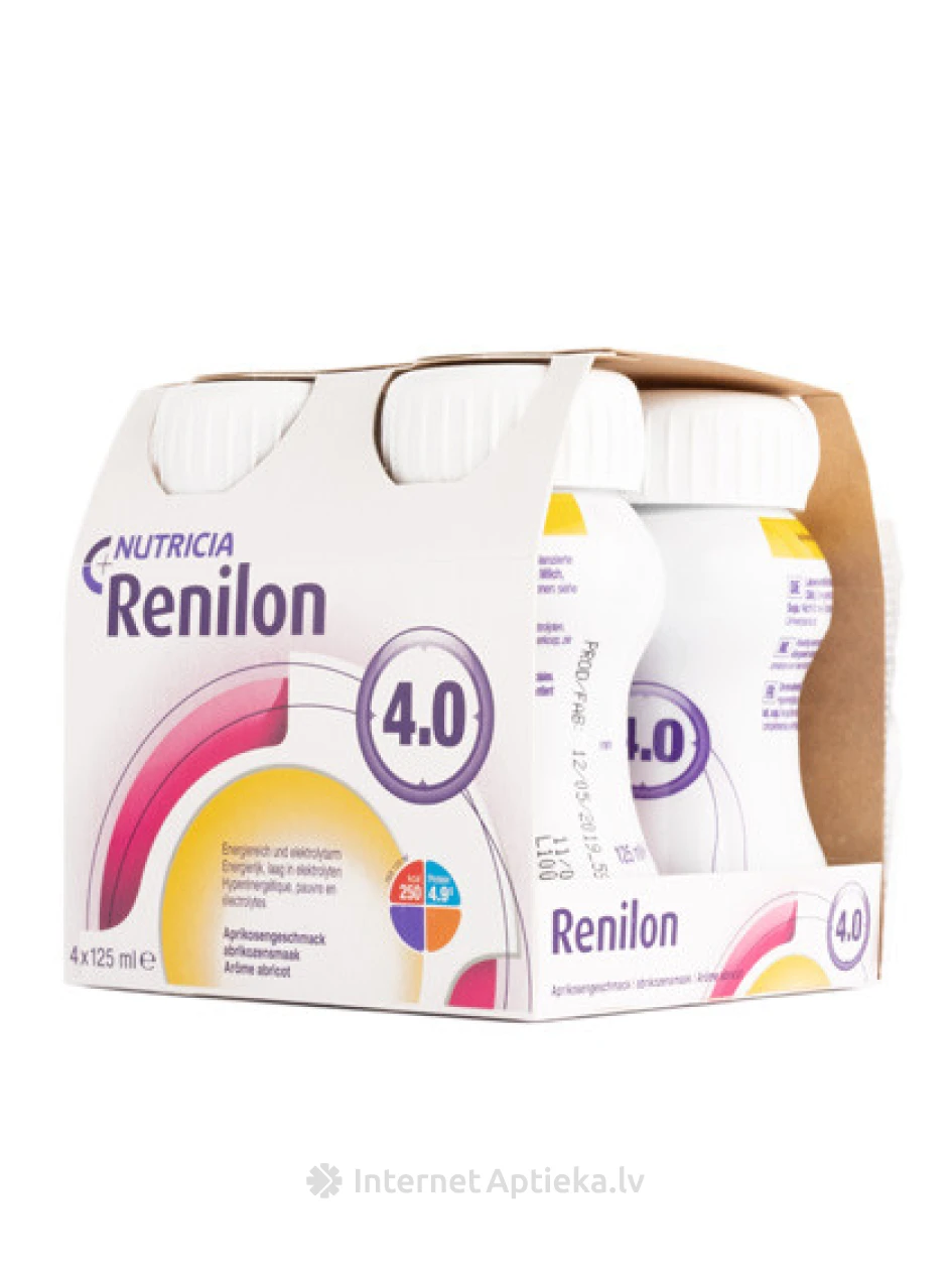 Nutricia Renilon 4.0 ar aprikožu garšu, 125 ml x 4 gb. | internetaptieka.lv