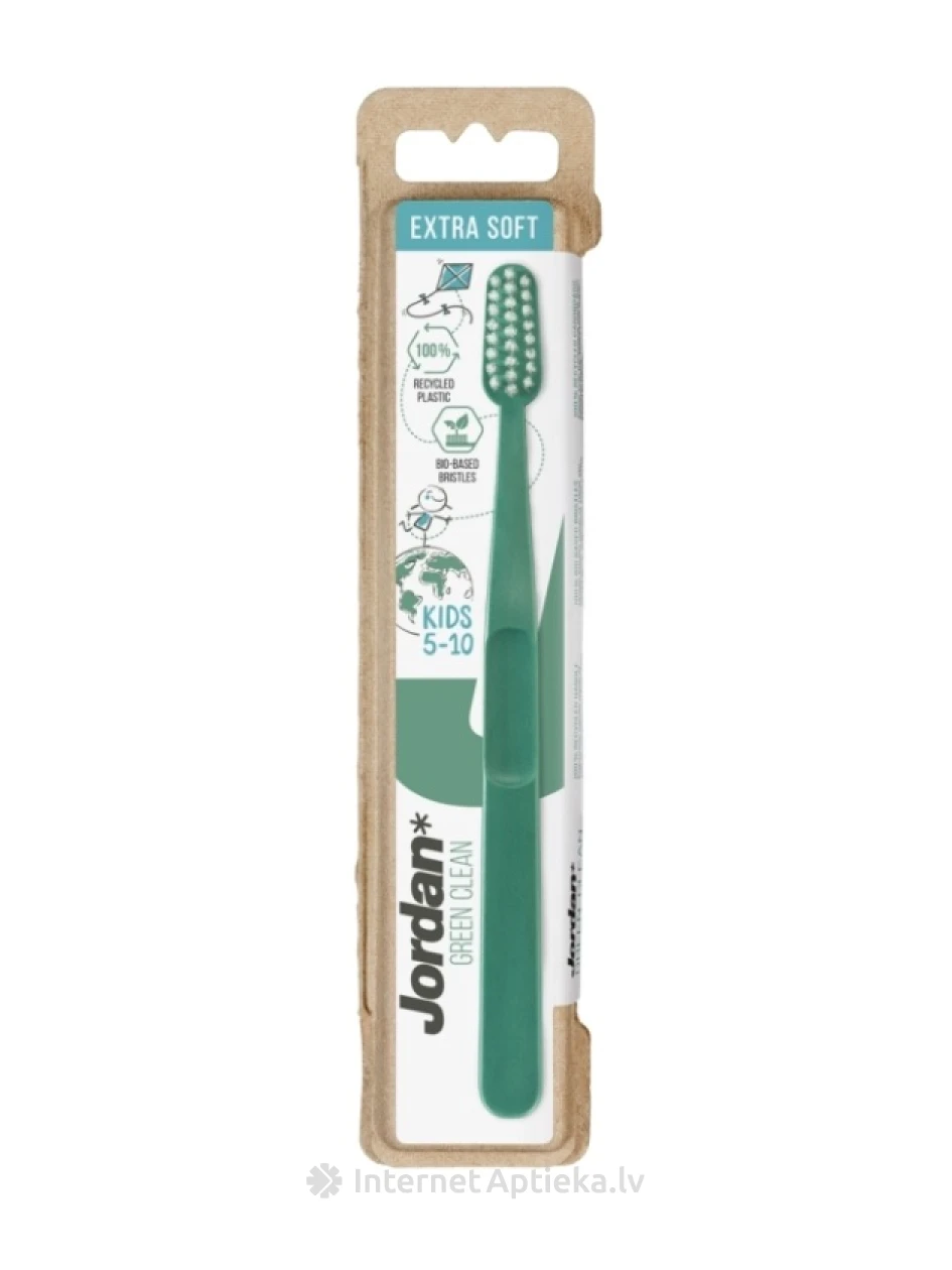 JORDAN Green Clean зубная щетка для детей 5–10 лет очень мягкая, 1 шт. | internetaptieka.lv