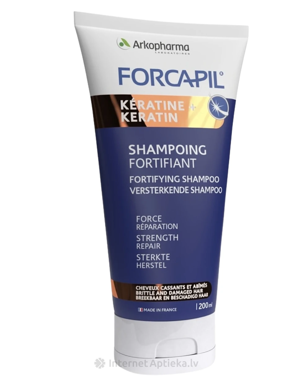 FORCAPIL® KERATIN+ šampoon keratiiniga nõrkadele ja kahjustatud juustele, 200 ml | internetaptieka.lv