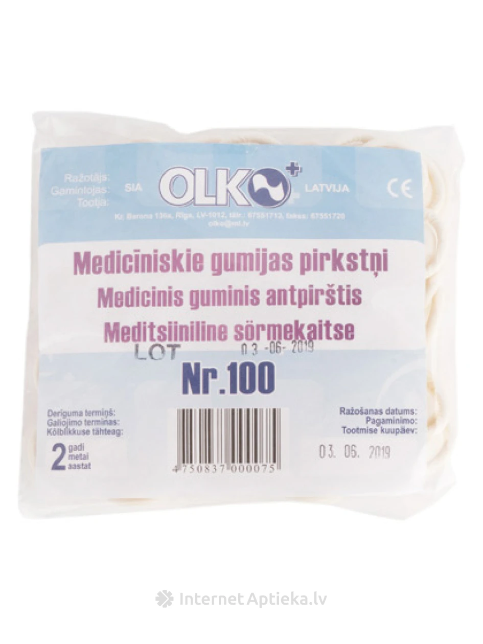 Olko резиновые напальчники, 100 шт. | internetaptieka.lv