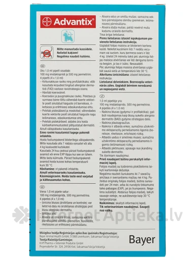 Advantix 100mg lahus 1ml 4-10kg koertele, 4 tk. | internetaptieka.lv