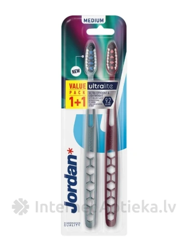 JORDAN Ultralite 1+1 zobu birstes vidēji mīkstas | internetaptieka.lv