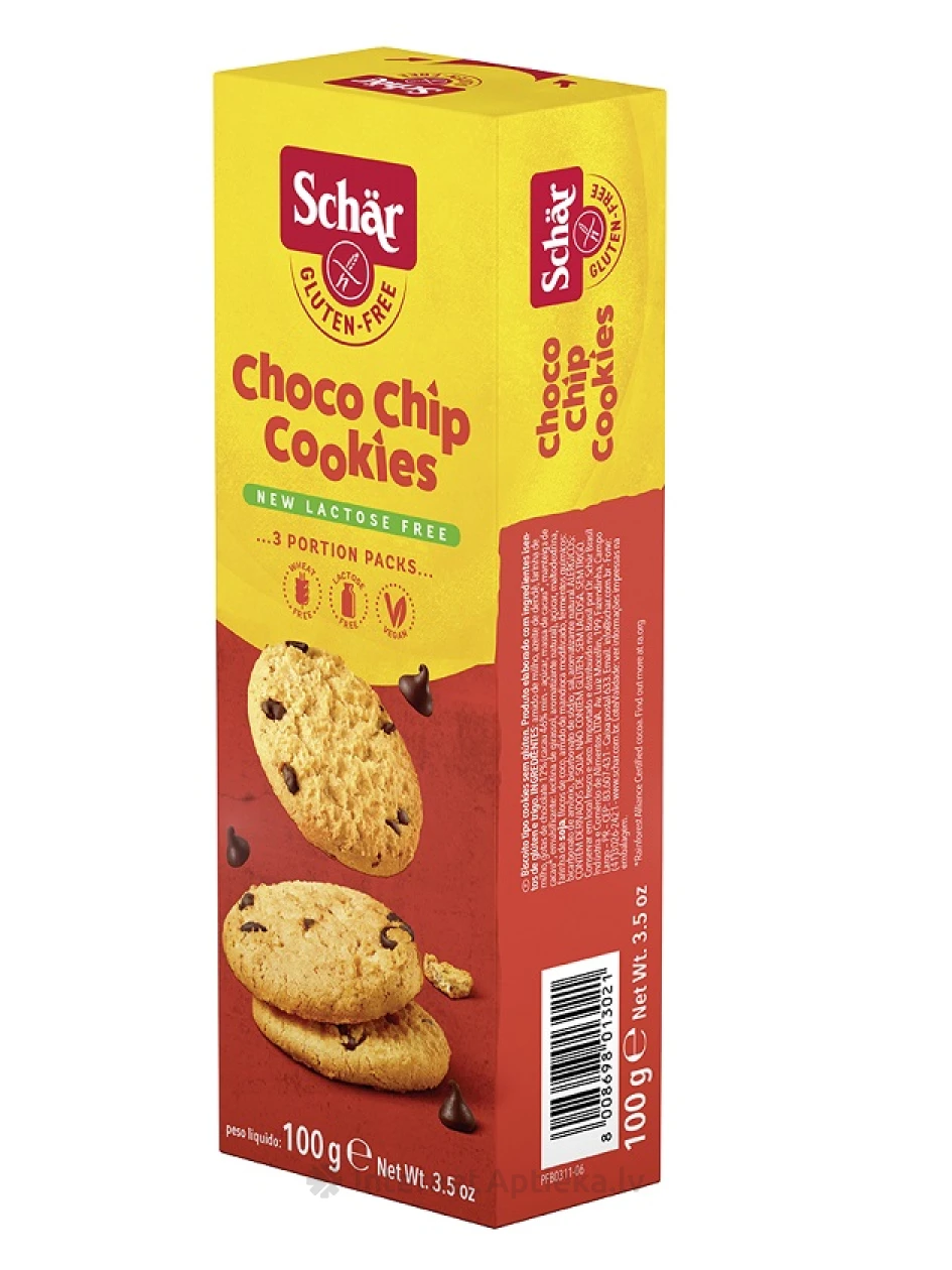 Schär Choco Chip Cookie bezglutēna cepumi ar šokolādes gabaliņiem, 100 g, 100 g | internetaptieka.lv