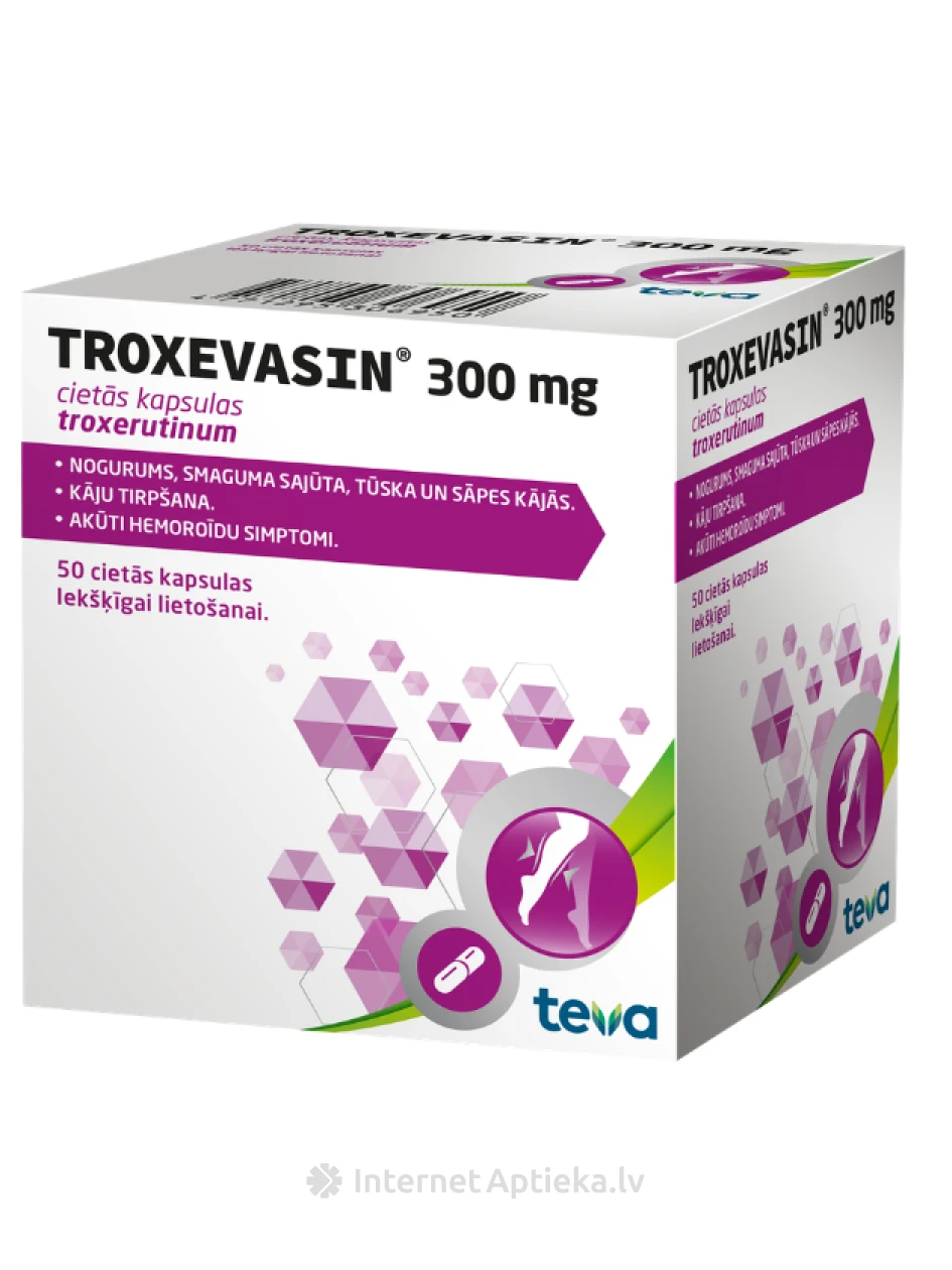 Troxevasin 300 mg, 50 kapsulas | internetaptieka.lv