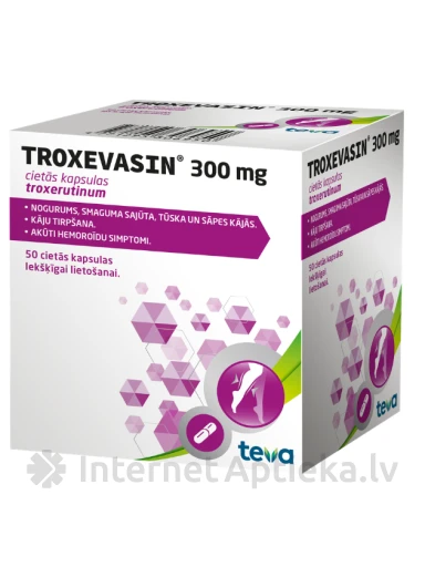Troxevasin 300 мг, 50 капсул | internetaptieka.lv