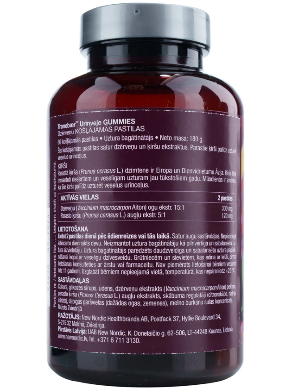 New Nordic Urinveje dzērveņu, 60 košļājamās pastilas | internetaptieka.lv