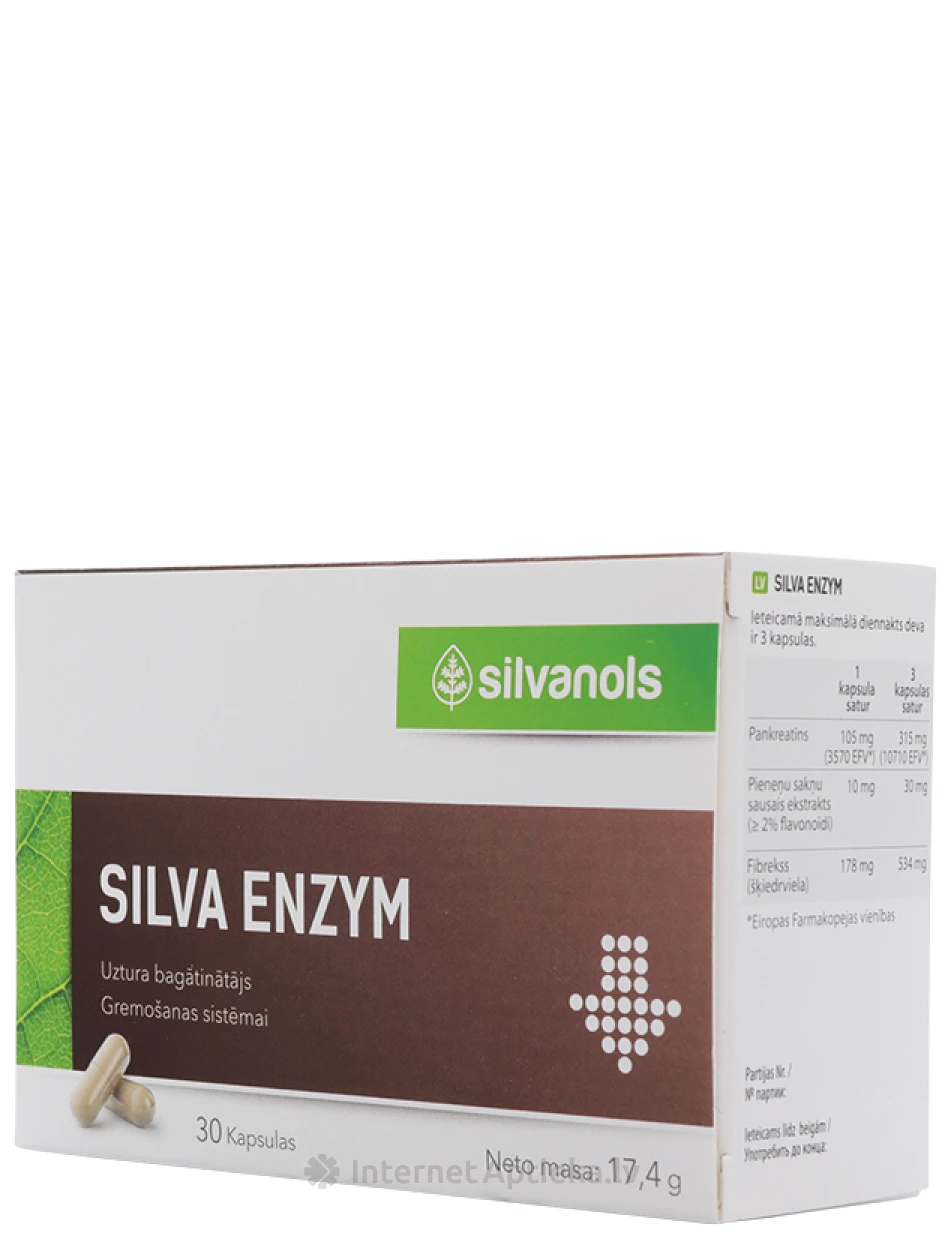 Silvanols Silva Enzym, 30 kapsulas | internetaptieka.lv