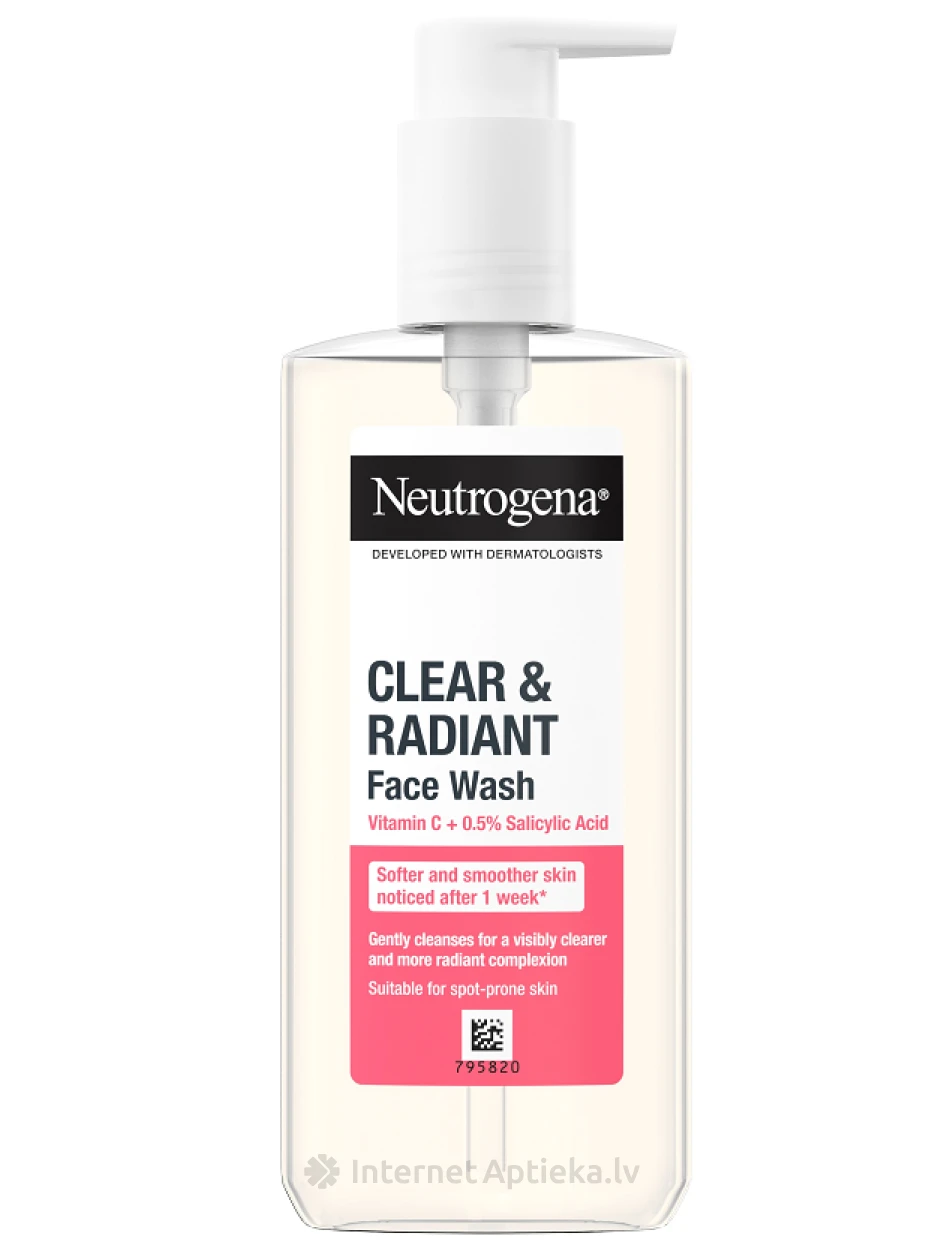 NEUTROGENA Clear&Radiant Средство для умывания лица без масла, 200 мл | internetaptieka.lv