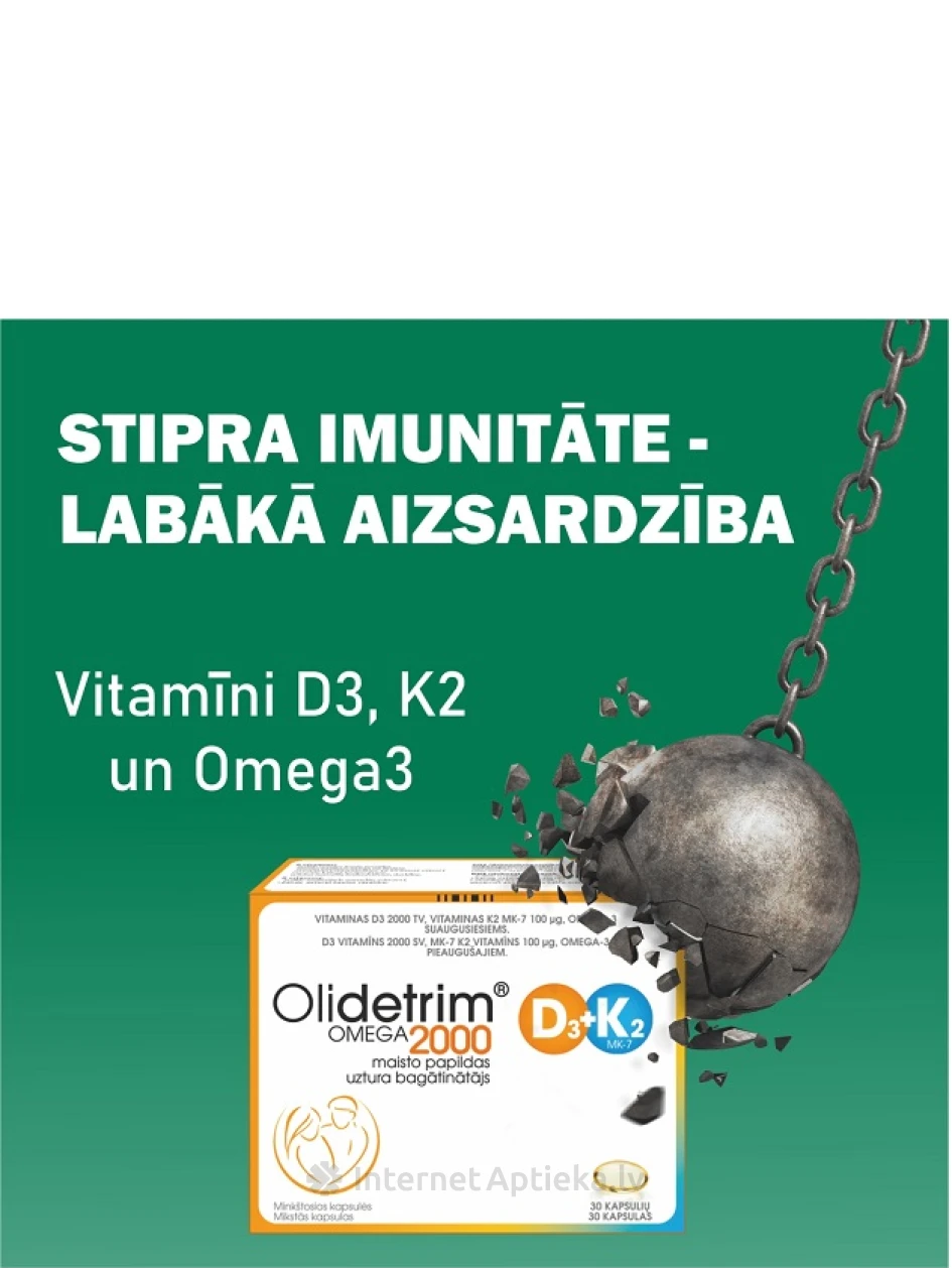 Olidetrim 2000IU D3+K2+ OMEGA-3, 30 kapsulas | internetaptieka.lv