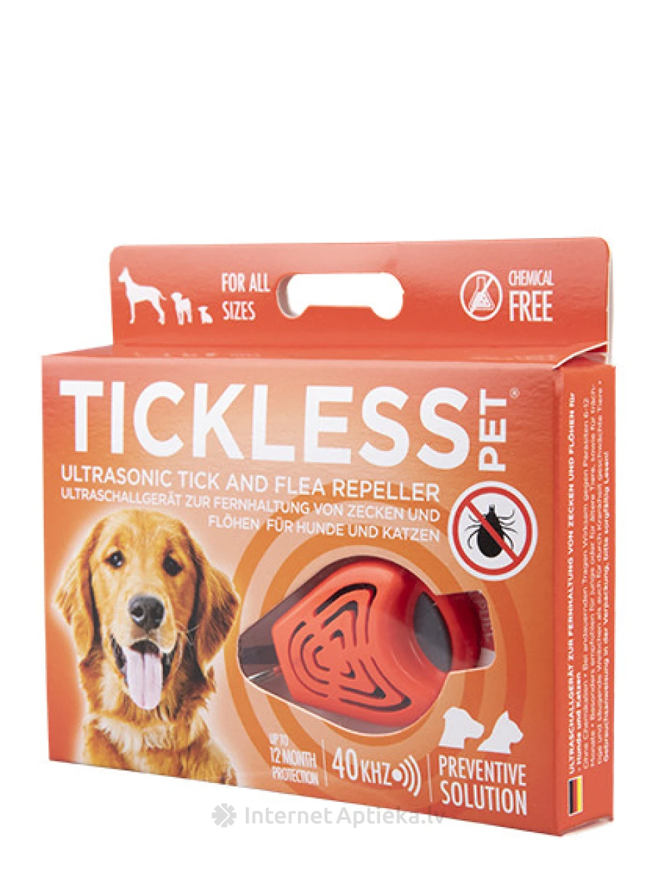 TICKLESS PET ультразвуковое устройство от блох и клещей для собак, кошек, оранжевое, 1 шт. | internetaptieka.lv