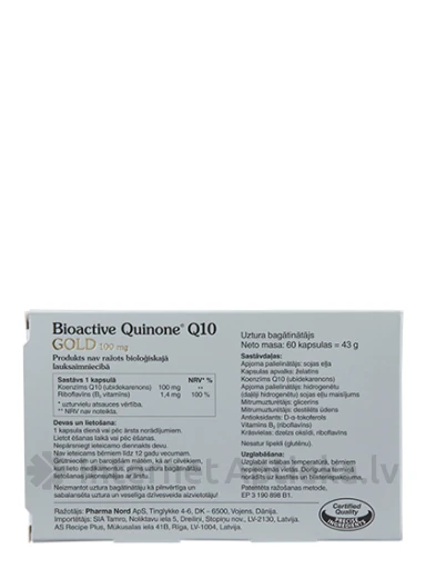 BioActive Quinone Gold 100 mg, 60 tabletes | internetaptieka.lv