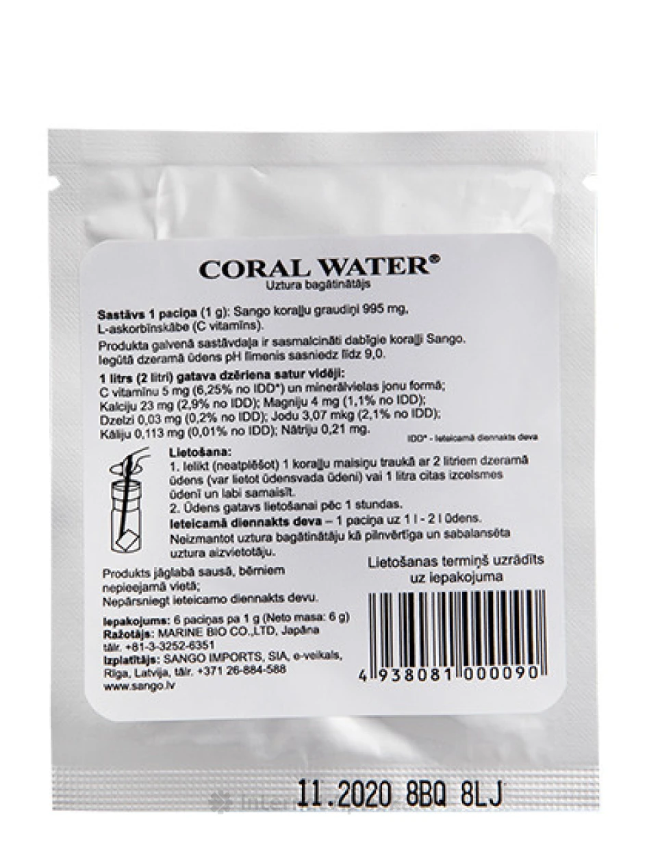 Coral Water (koraļļu ūdens), 6 paciņas | internetaptieka.lv