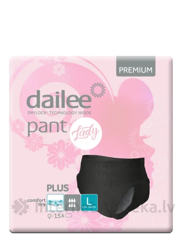 DAILEE Pant Lady Premium Plus imavad püksid (mustad) L 110-140 cm 6 tilka, 15 tk. | internetaptieka.lv
