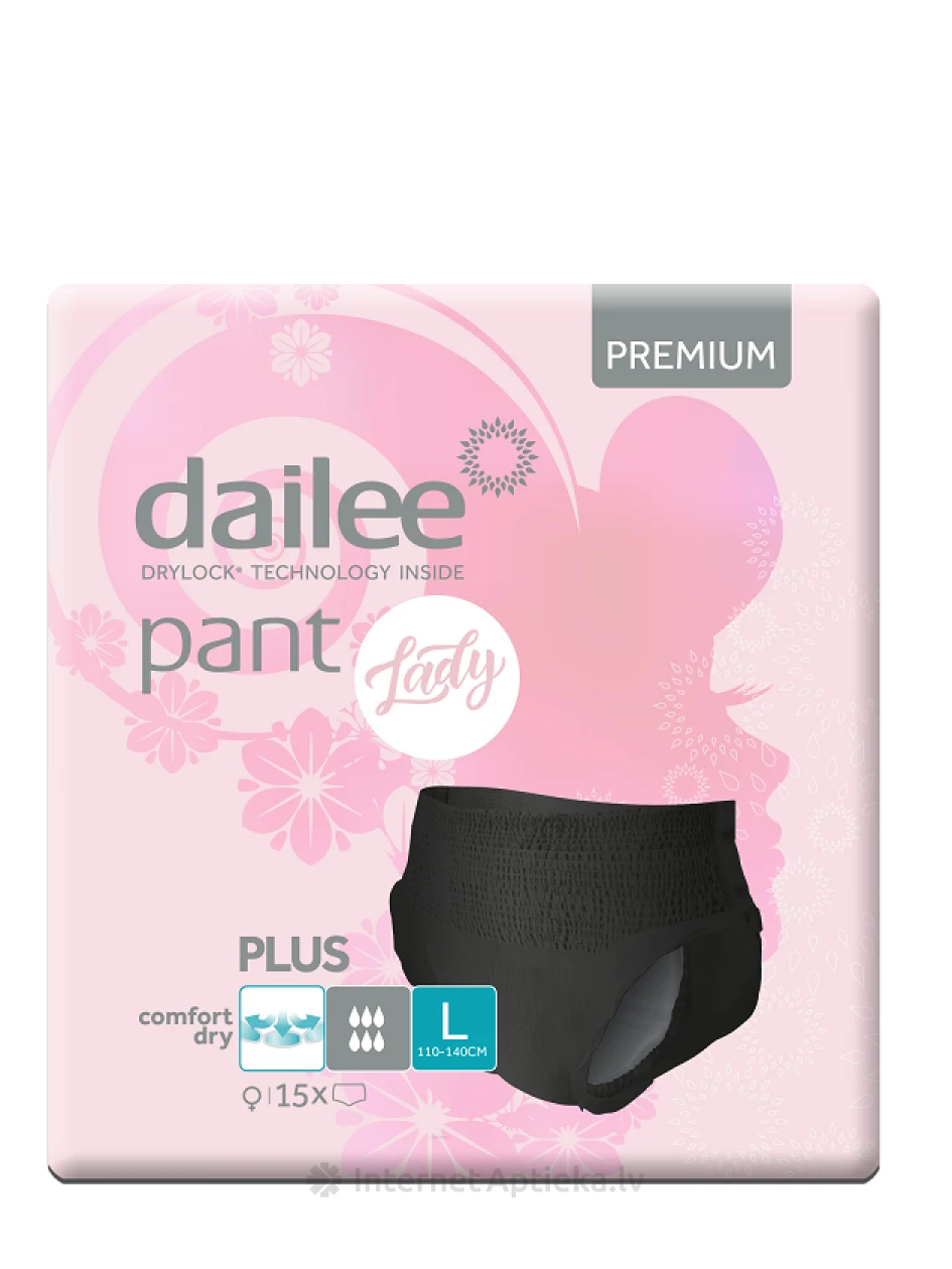 Dailee Lady Pant Premium Plus подгузники L черный, 15 шт. | internetaptieka.lv