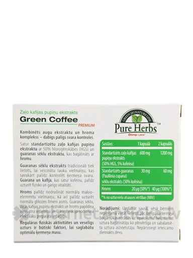 Olimp Labs Green Coffee Premium zaļo kafijas pupiņu ekstrakts, 30 kapsulas | internetaptieka.lv