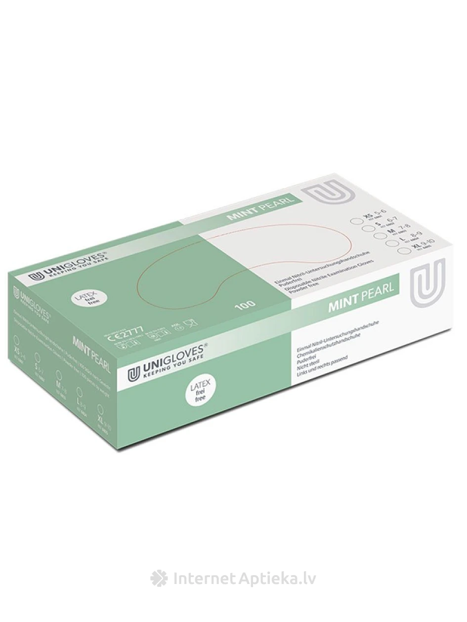 Перчатки нитриловые без порошковые размер М Зеленые, 100 шт. | internetaptieka.lv