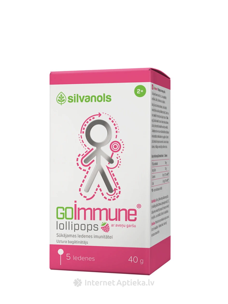 Silvanols GoImmune Lollipops с вкусом малины, 5 шт. | internetaptieka.lv