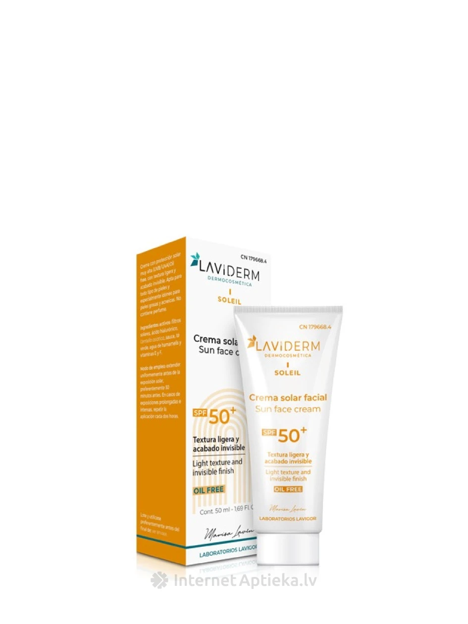 Lavigor Laviderm oil free saules aizsargkrēms sejai SPF 50+, 50 ml | internetaptieka.lv