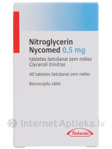 Nitroglicerīns Nycomed, 40 tabletes lietošanai zem mēles | internetaptieka.lv