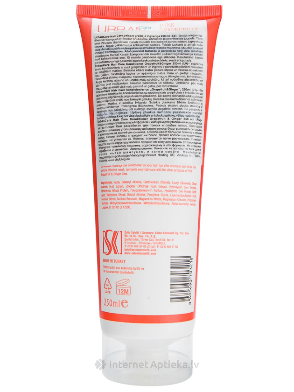 Urban Care rozā greipfrūta un ingvera kondicionieris, 250 ml | internetaptieka.lv