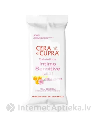 Cera di Cupra niisked intiimhügieeni salvrätikud tundlikule nahale mee ja roosipiimaga, pH 5.0, 12 tükki. | internetaptieka.lv