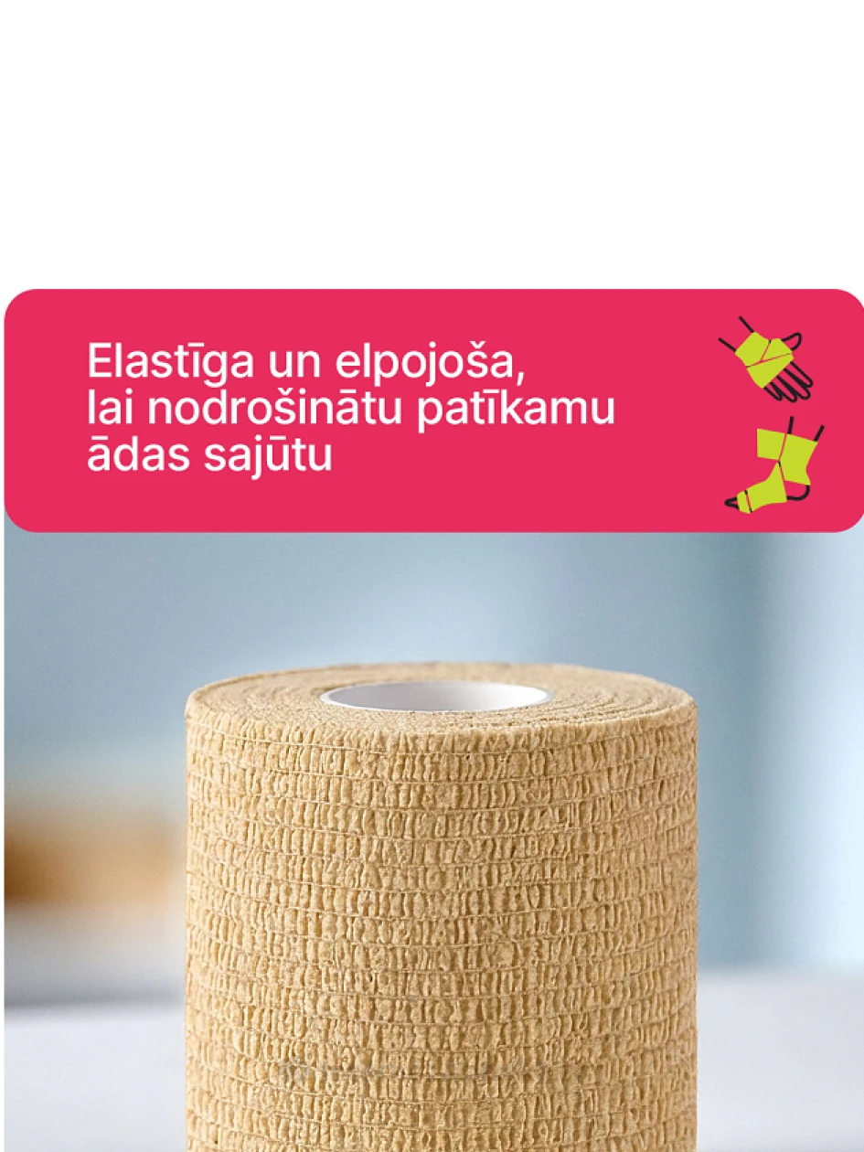 Medrull Fix-O elastinis tvarstis 5 cm x 4,5 m, lipnus, 1 vnt. | internetaptieka.lv
