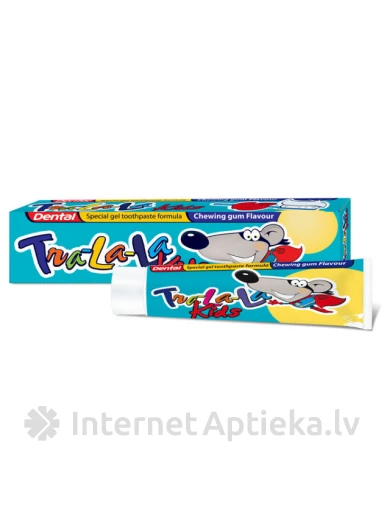 DENTAL TRA-LA-LA Bērnu zobu pasta ar kožļājamas gumijas garšu, 50 ml | internetaptieka.lv