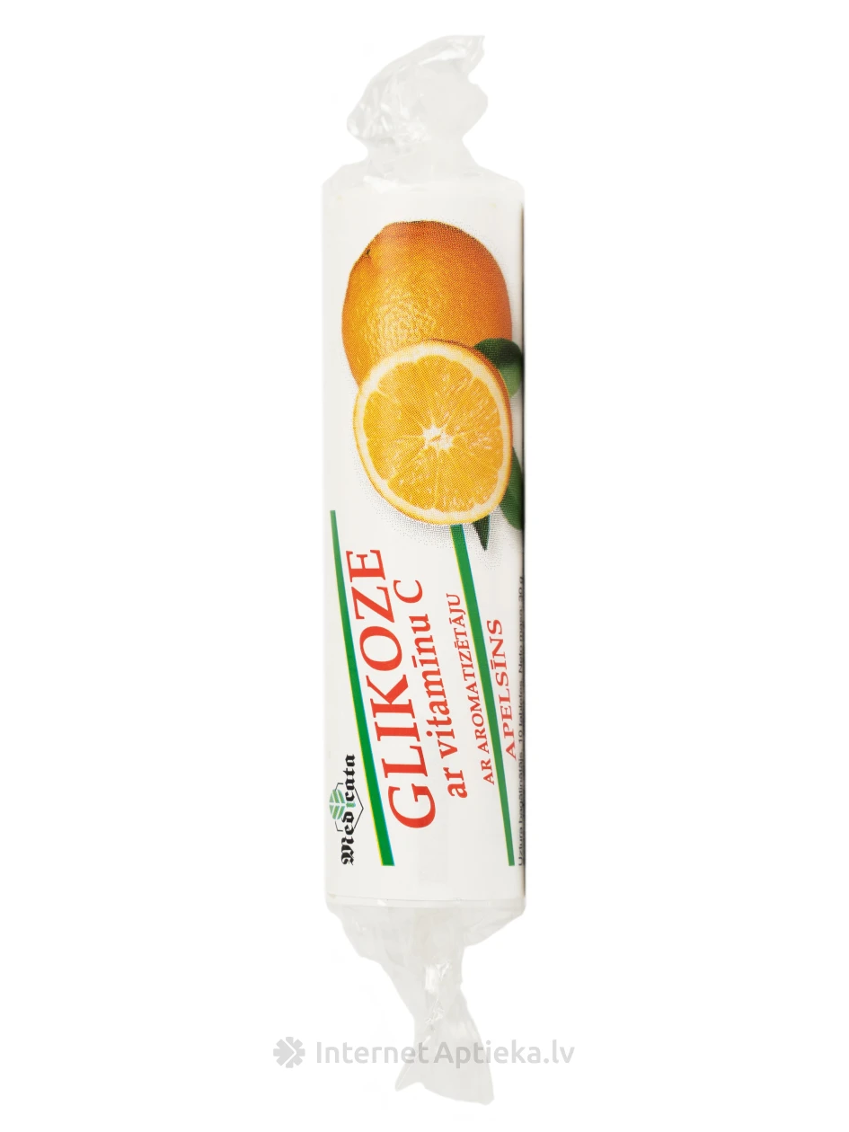 Glikoze ar C vitamīnu (apelsīnu), 10 gb. | internetaptieka.lv