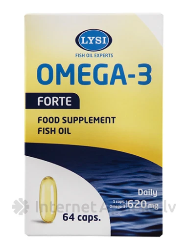 Lysi Omega-3 Forte zivju eļļa, 1000 mg, 64 kapsulas | internetaptieka.lv