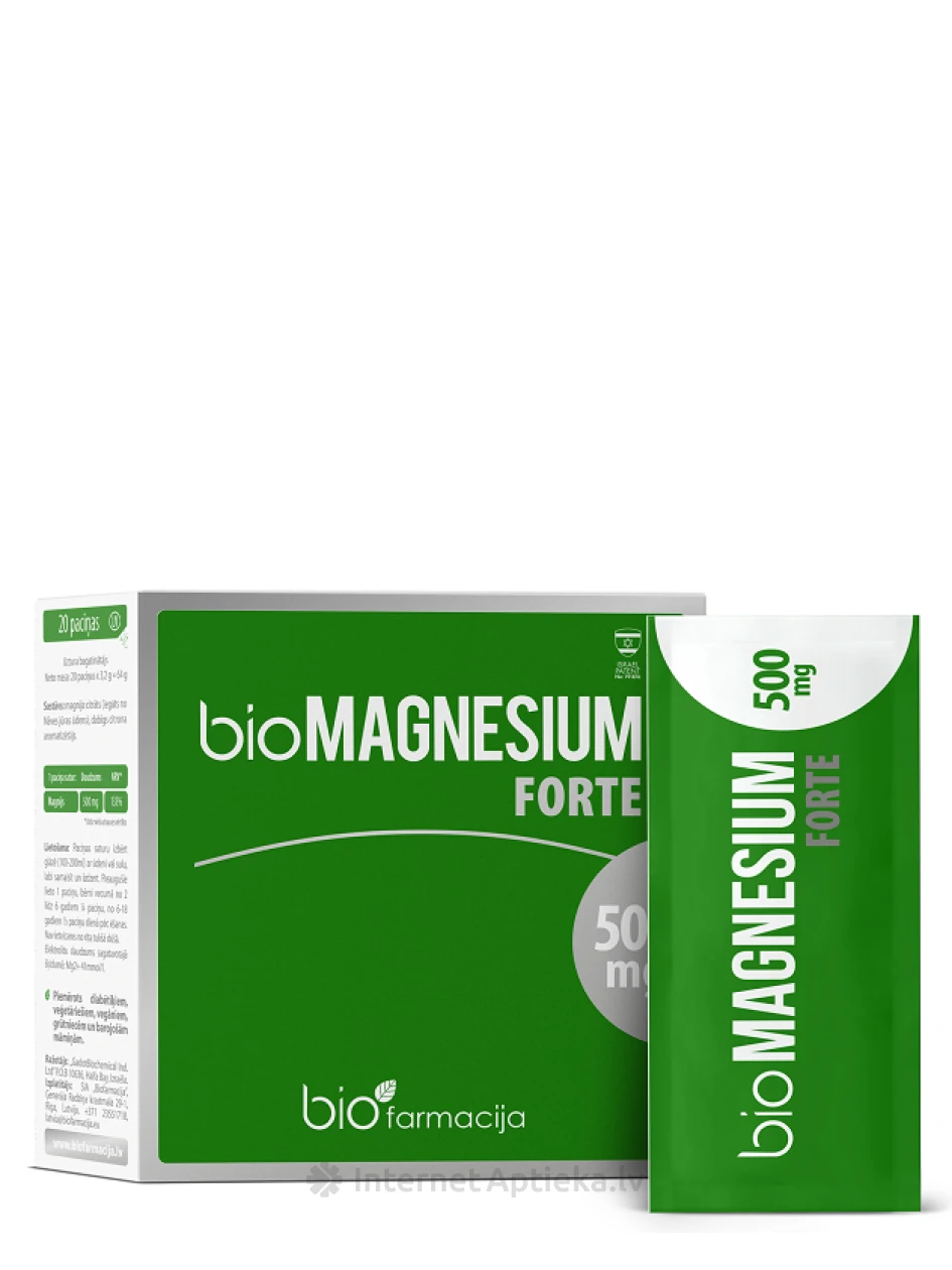 Biofarmacija Magnesium Forte 500mg, 20 paciņas | internetaptieka.lv