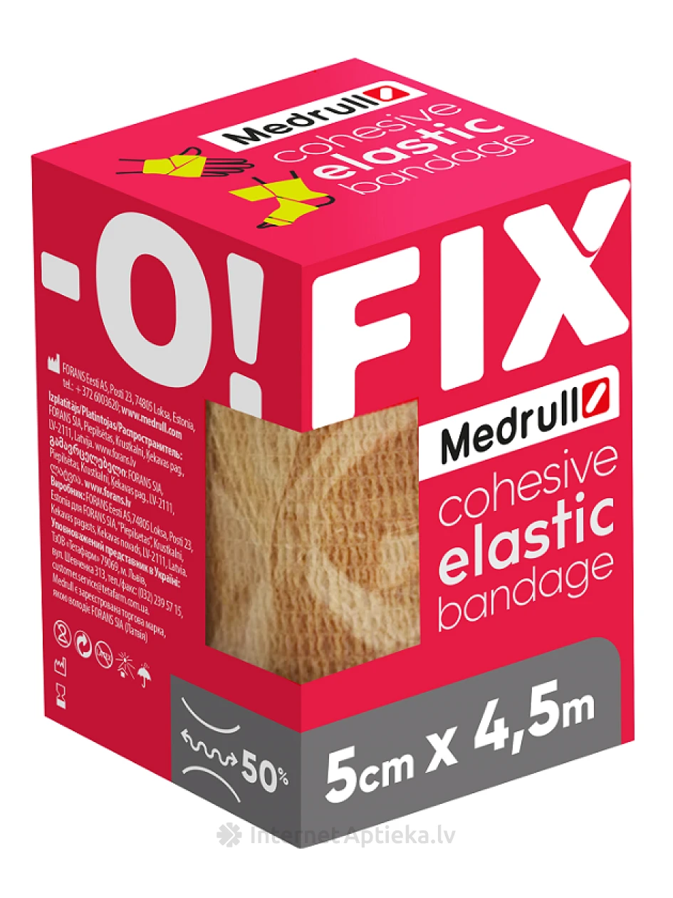 Fix-O самоклеящаяся эластичная повязка, 5см x4.5м, 1 шт. | internetaptieka.lv