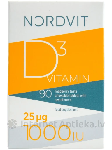 Nordvit D3 витамин 25 мкг/1000 МЕ, 90 таблеток | internetaptieka.lv