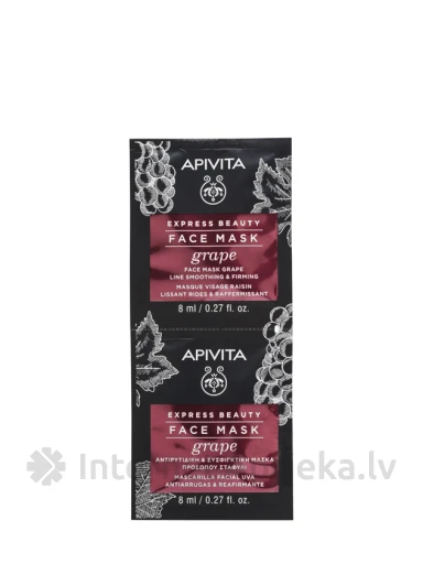 APIVITA EXPRESS lyginamoji ir stangrinamoji veido kaukė su vynuogėmis, 2 x 8 ml | internetaptieka.lv